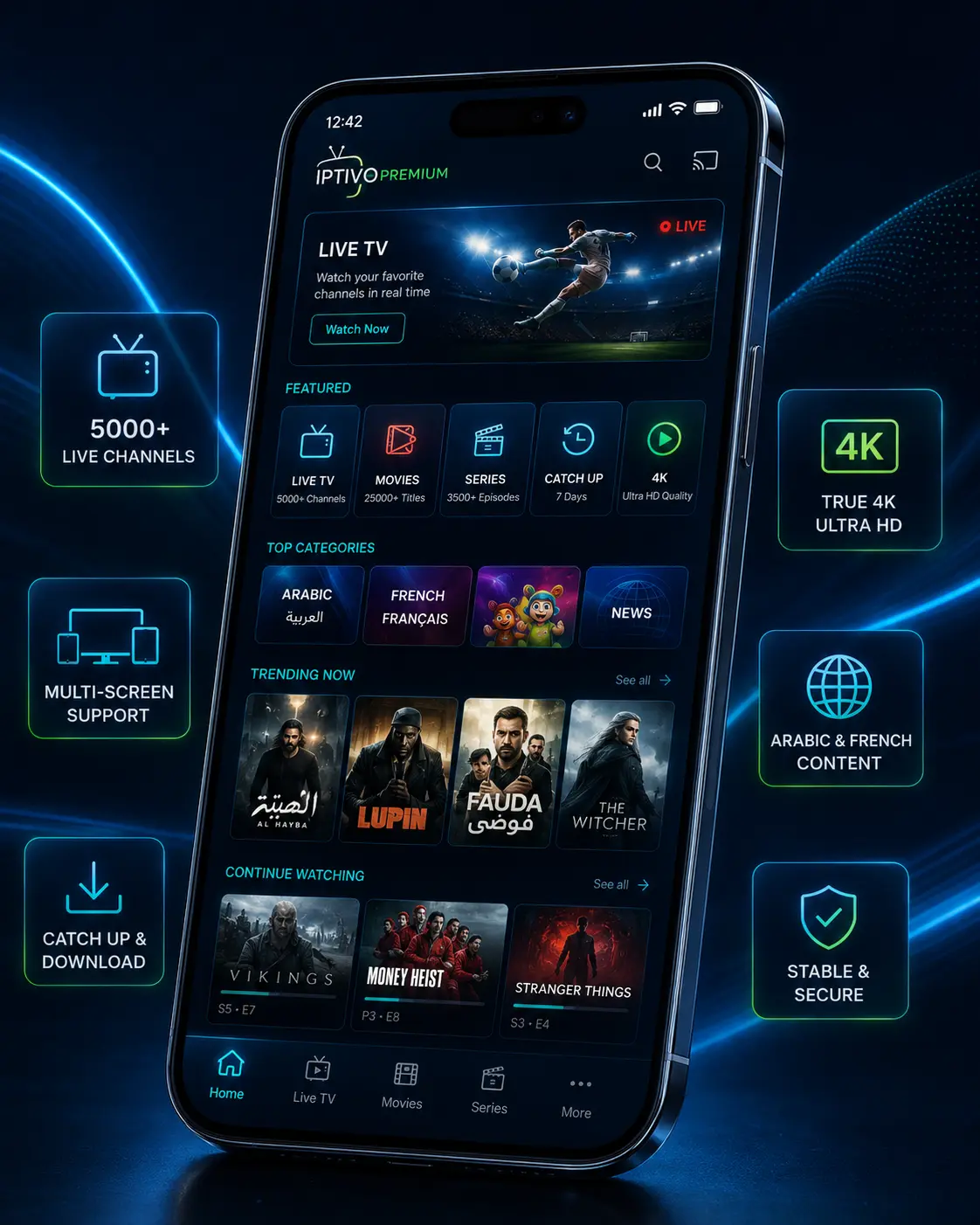 IPTV Premium IPTIVO sur mobile