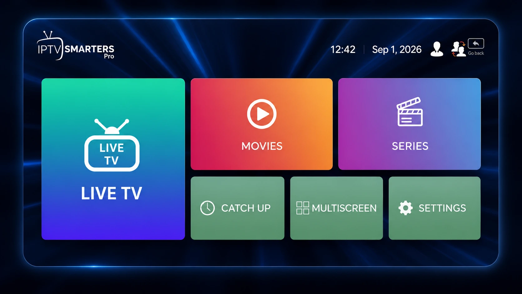 Interface d'un player compatible avec IPTV Premium