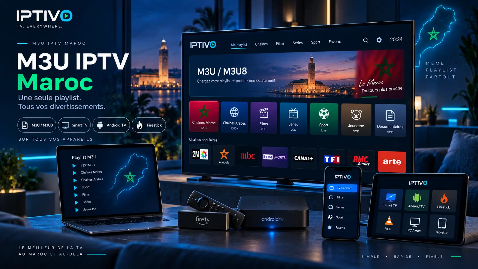 Comparaison M3U IPTV Maroc et Xtream Codes pour Smart TV Android TV et Firestick