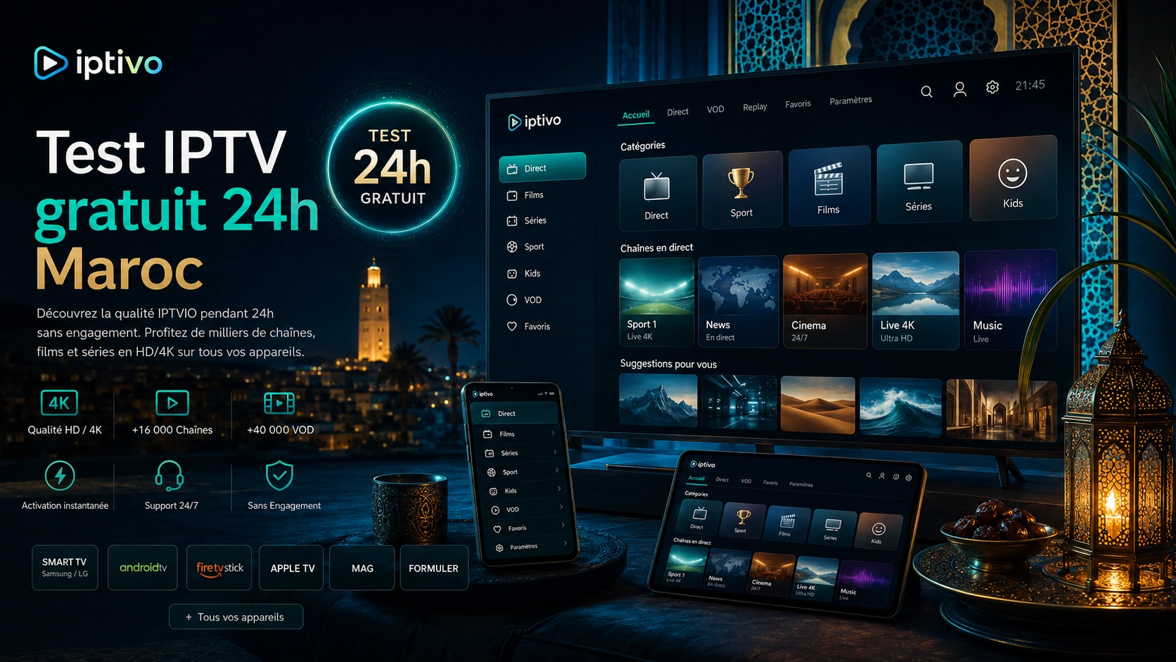 Test IPTV Firestick Maroc et appareils compatibles avec IPTIVO