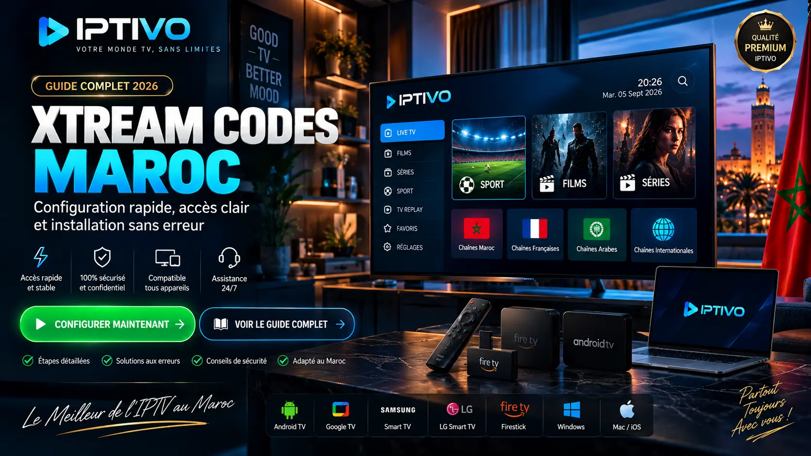 Xtream Codes sur Smart TV Android TV Google TV Firestick et PC au Maroc